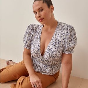 Reformation Floral Wrap Top